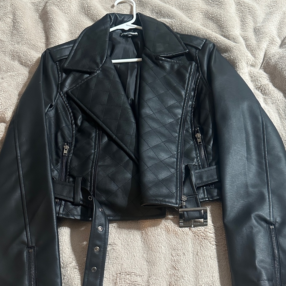 Fashion Nova Black Leather Biker Jacket